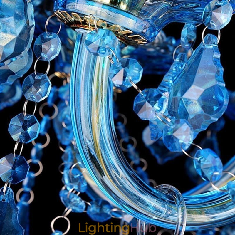 Large Blue Crystal Chandelier European Pendant Light
