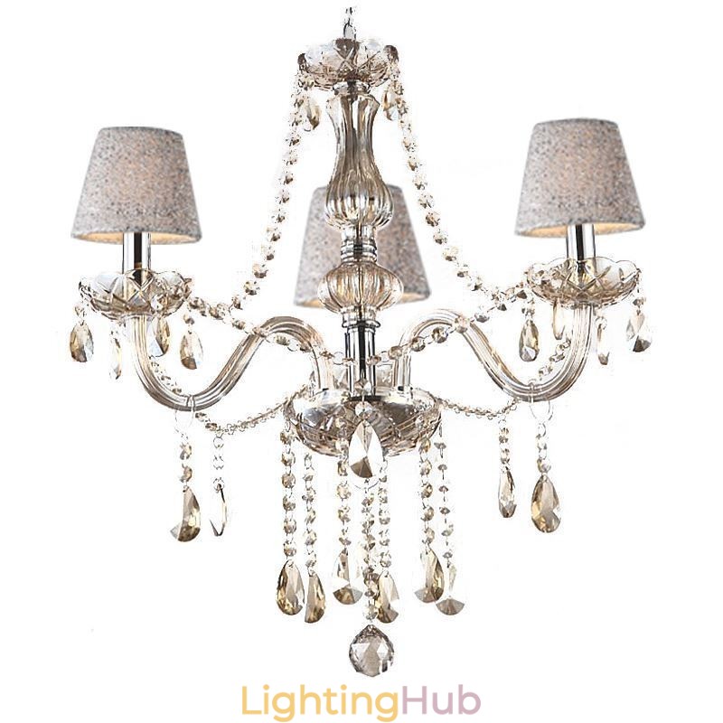 Classic European Crystal Chandelier Cognac Pendant Light