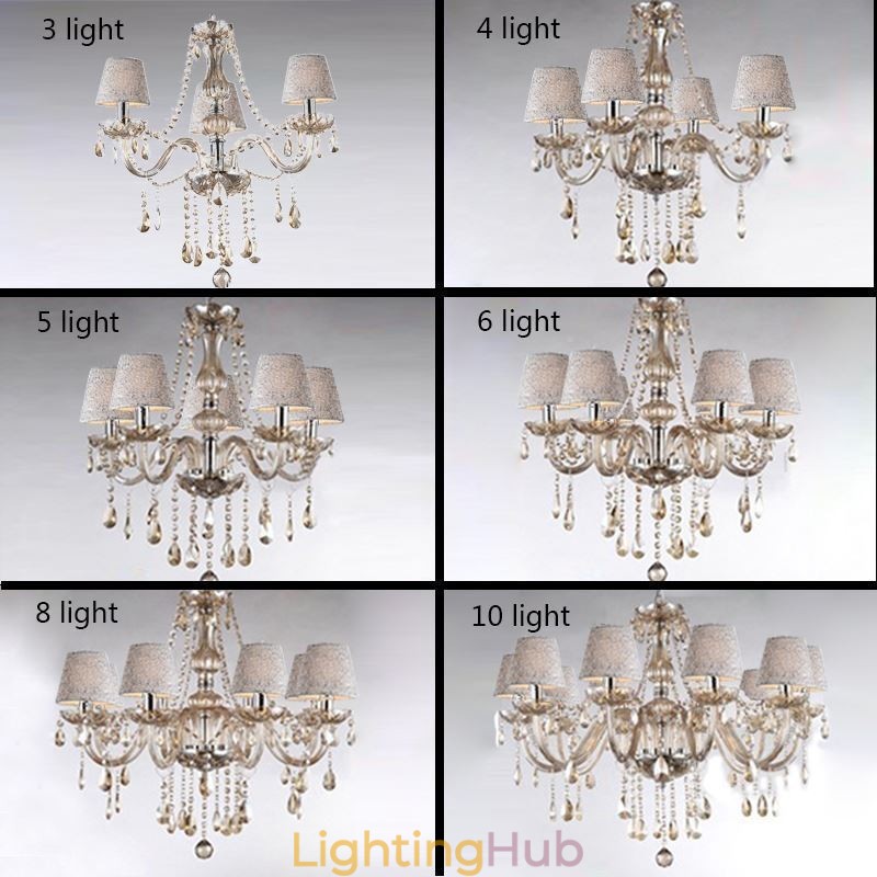 Classic European Crystal Chandelier Cognac Pendant Light