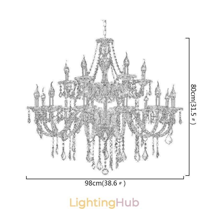 Luxury Crystal Chandelier Golden European Threaded Arm Ceiling Light