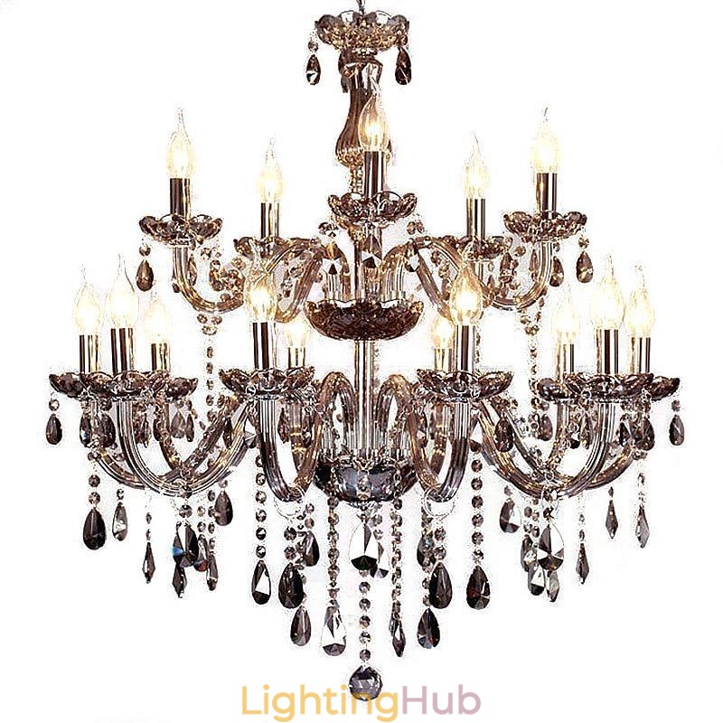 Large European Crystal Chandelier Elegant Pendant Light