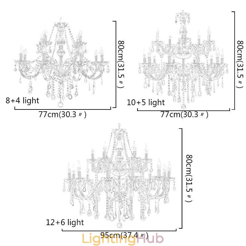 Large European Crystal Chandelier Elegant Pendant Light