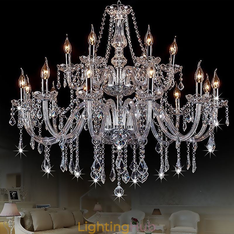European Crystal Chandelier Transparent Pendant Light