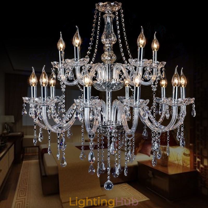 European Crystal Chandelier Transparent Pendant Light