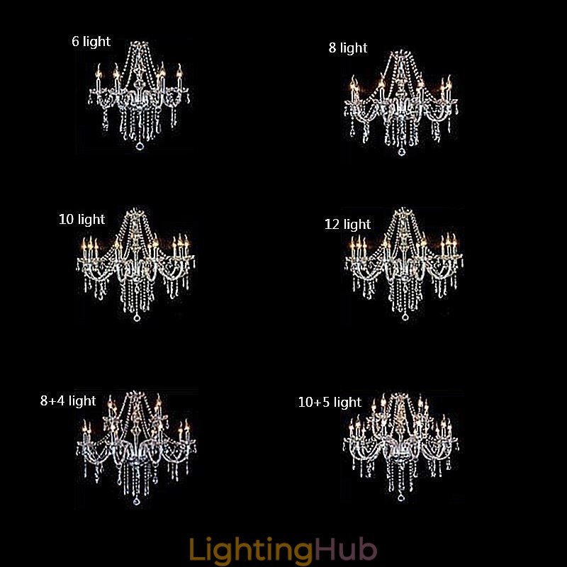 Large European Crystal Chandelier Transparent Ceiling Light