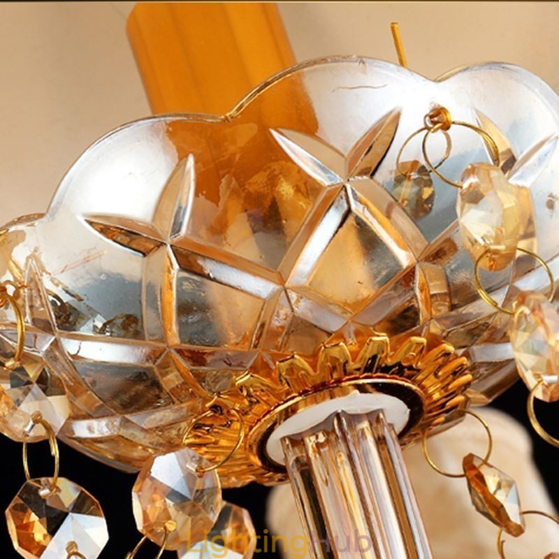 Large Luxury Crystal Chandelier European Amber Ceiling Light