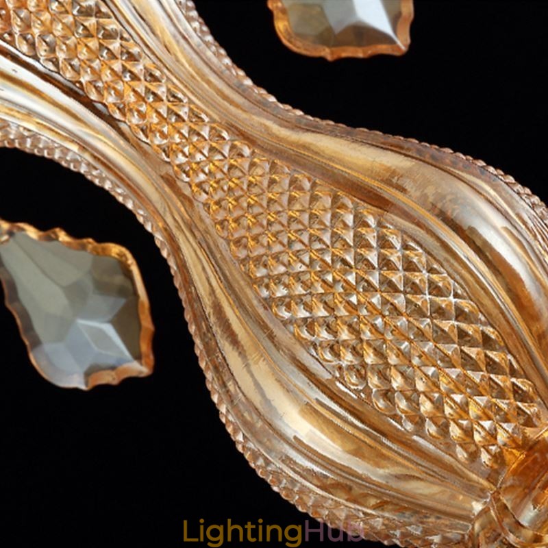 Large Luxury Crystal Chandelier European Amber Ceiling Light