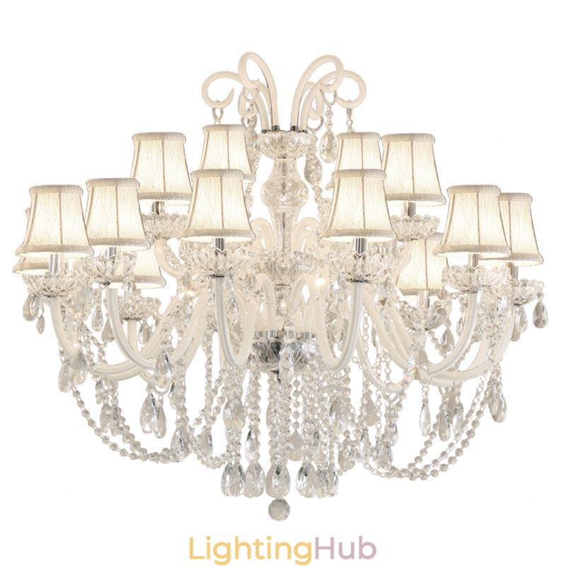 Large European Crystal Chandelier White Pendant Light