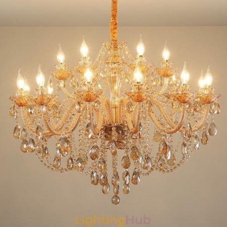European Crystal Chandelier Luxury Cognac Pendant Light European Crystal Chandelier Luxury Cognac Pendant Light