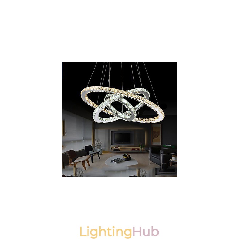 Pendant Lamps Amber and Clear K9 Crystal Chandelier Lights Lighting with 3 Ring