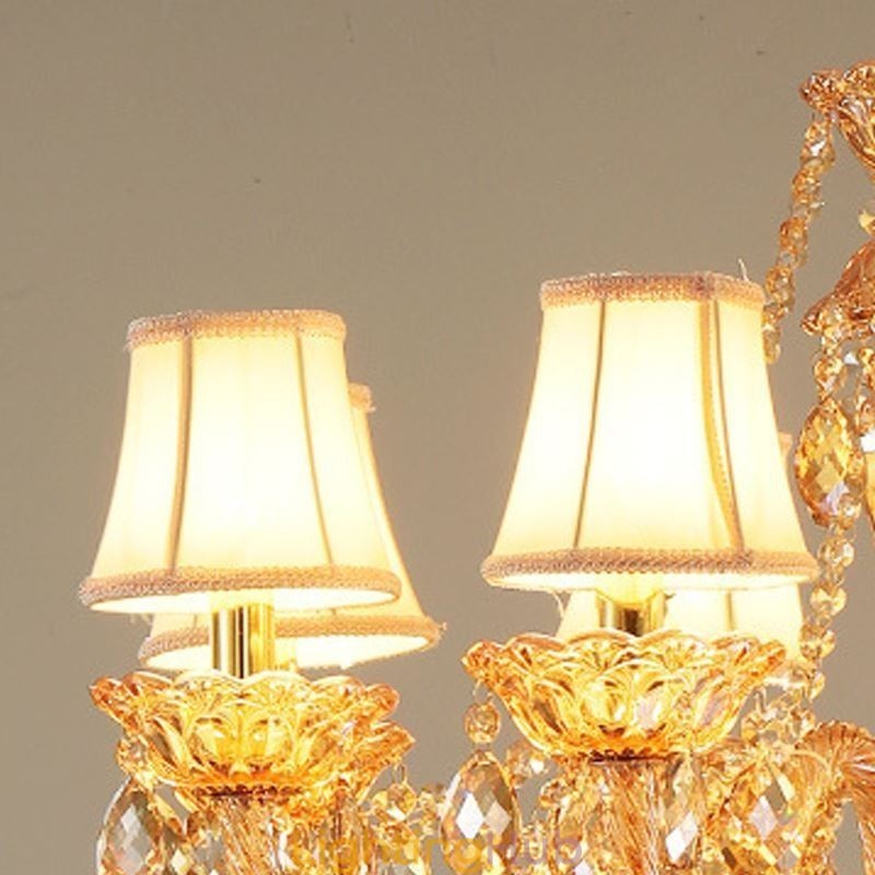 European Crystal Chandelier Luxury Cognac Pendant Light