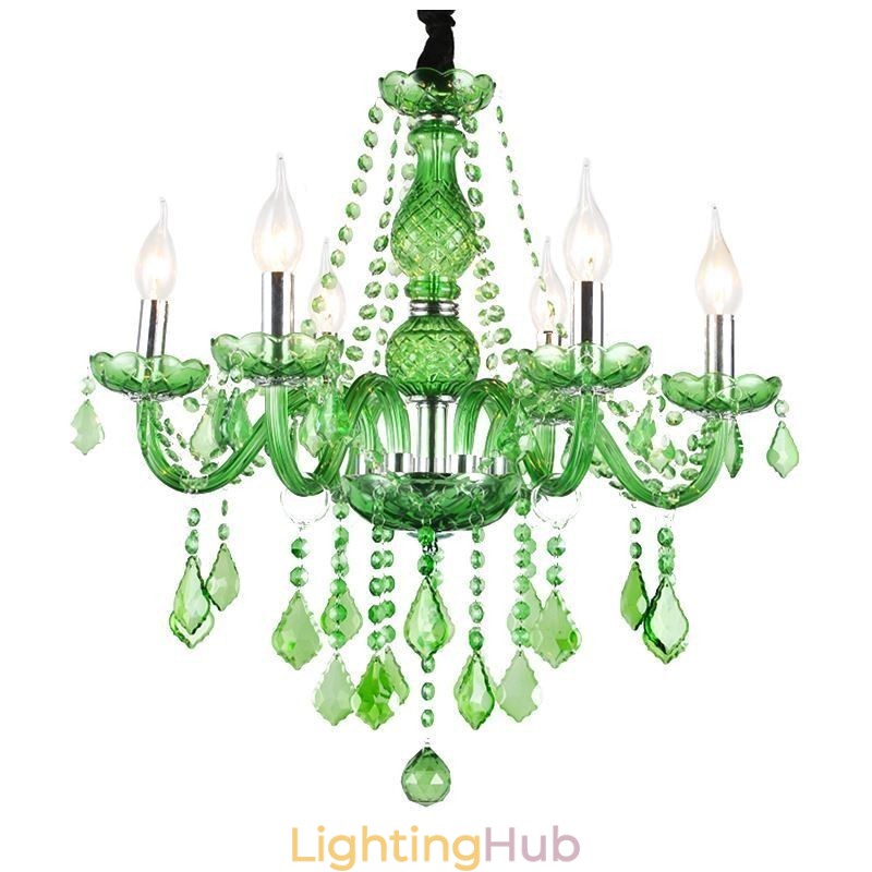 Unique Crystal Chandelier European Style Grass Green Pendant Light