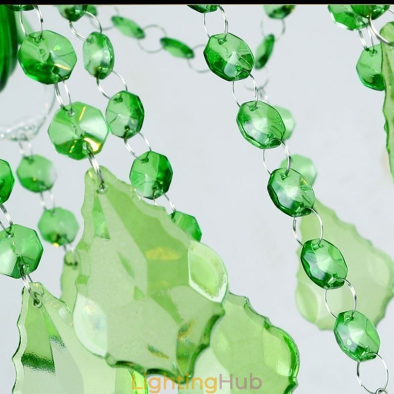 Unique Crystal Chandelier European Style Grass Green Pendant Light