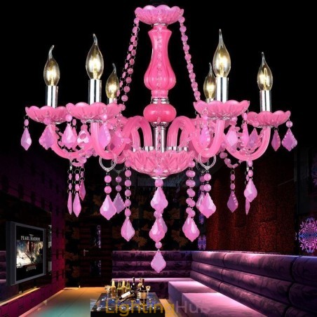 European Style Crystal Chandelier Pink Pendant Light Romantic European Style Crystal Chandelier Pink Pendant Light Romantic