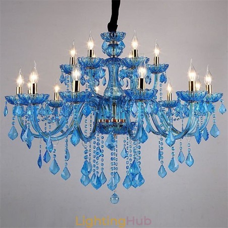 Elegant Crystal Chandelier European Blue Pendant Light Elegant Crystal Chandelier European Blue Pendant Light