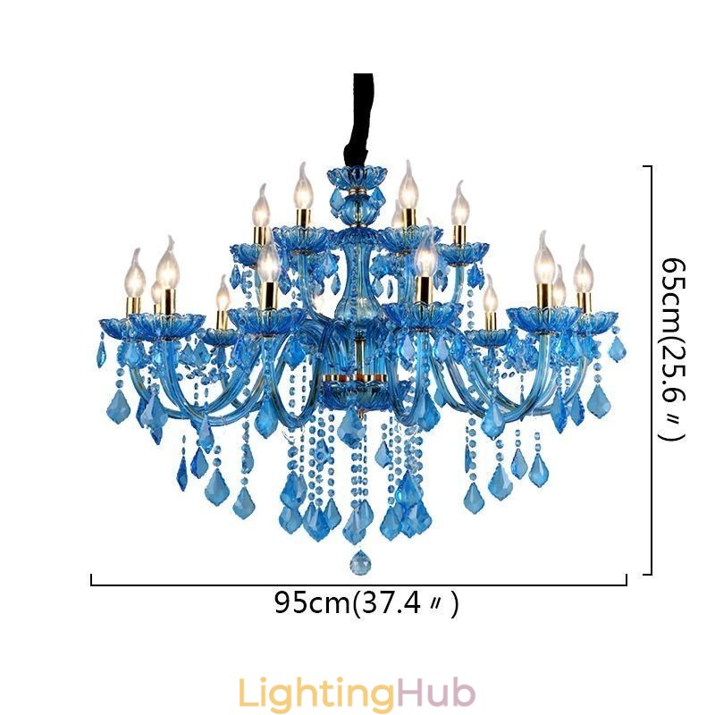 Elegant Crystal Chandelier European Blue Pendant Light