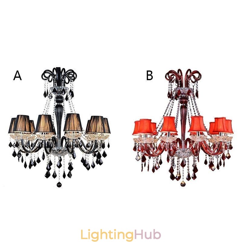 Retro Crystal Chandelier European Black Pendant Light