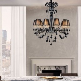 Retro Crystal Chandelier European Black Pendant Light