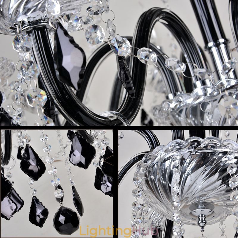 Retro Crystal Chandelier European Black Pendant Light