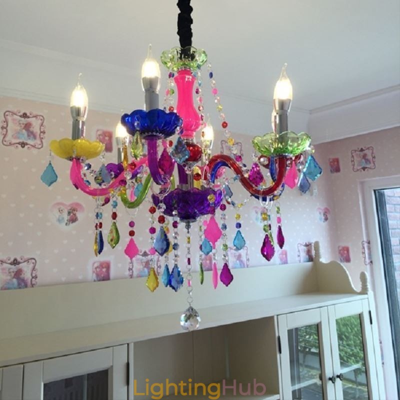Large Colourful Crystal Chandelier European Pendant Light