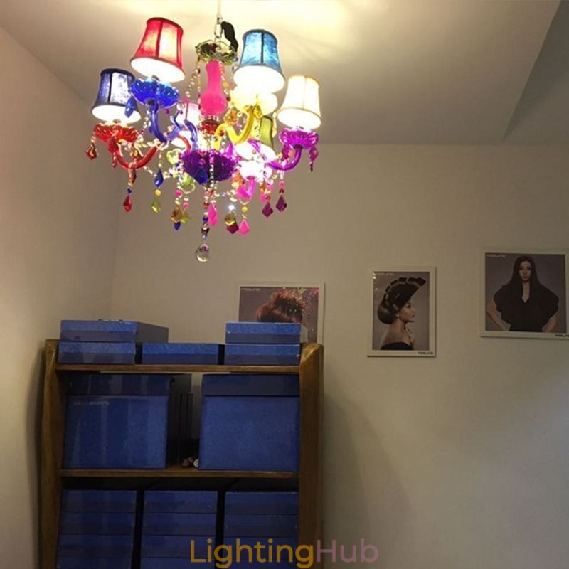 Large Colourful Crystal Chandelier European Pendant Light
