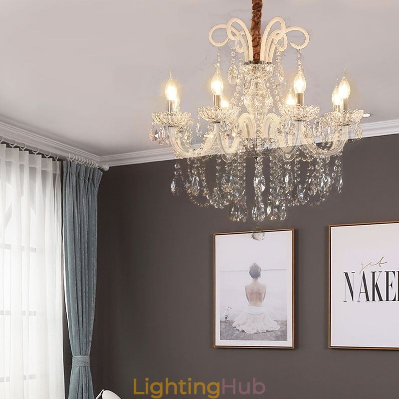 Elegant Crystal Chandelier European White Colour Pendant Light