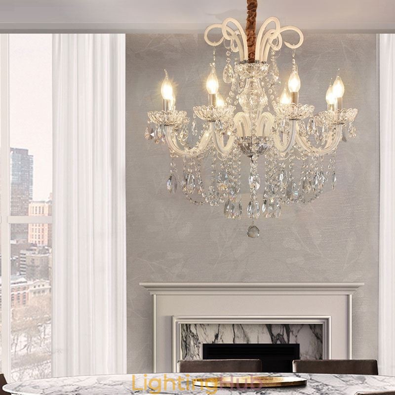 Elegant Crystal Chandelier European White Colour Pendant Light