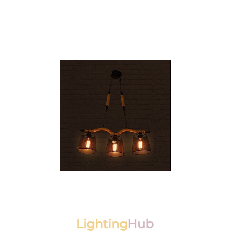 Retro Creative Three Pastoral head Rope Chandelier