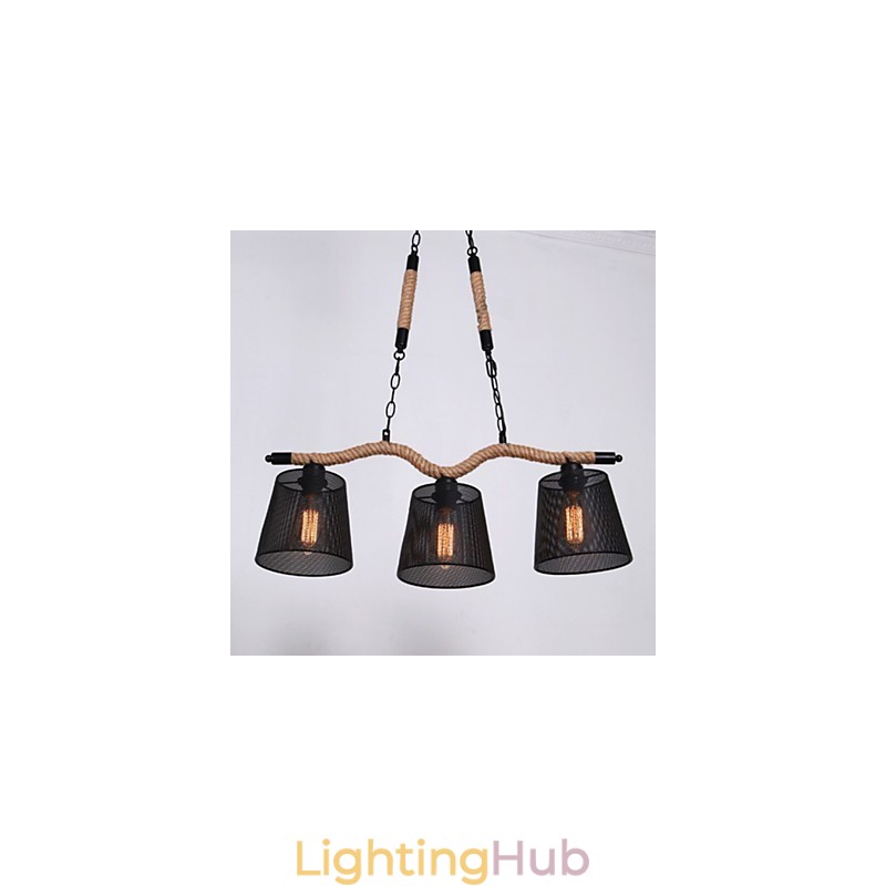 Retro Creative Three Pastoral head Rope Chandelier