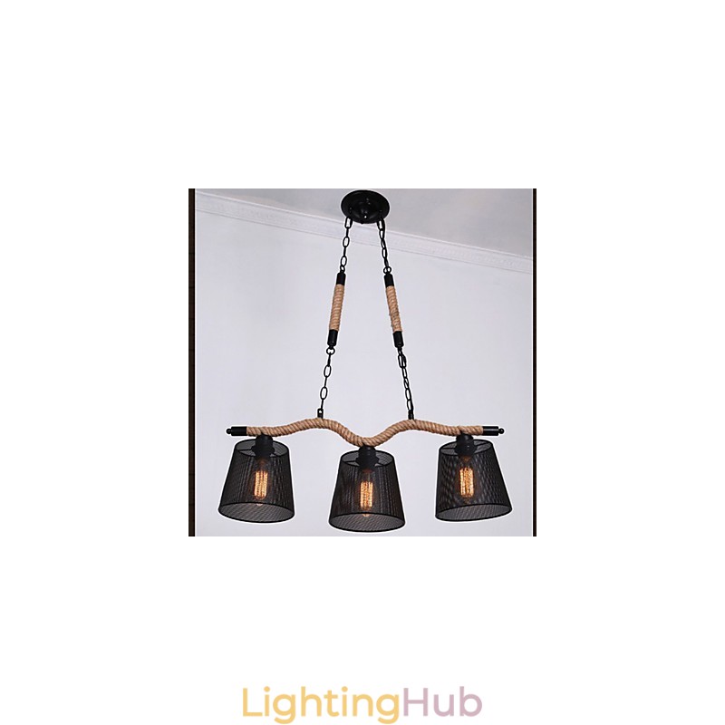 Retro Creative Three Pastoral head Rope Chandelier