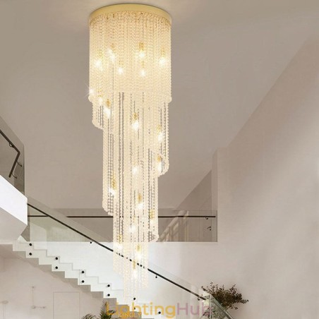 Modern Crystal Chandelier Luxury Staircase Crystal Ceiling Light With 19 Lights Modern Crystal Chandelier Luxury Staircase Crystal Ceiling Light With 19 Lights