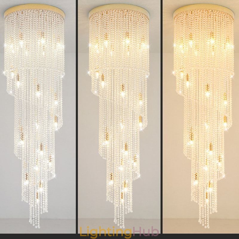 Modern Crystal Chandelier Luxury Staircase Crystal Ceiling Light With 19 Lights