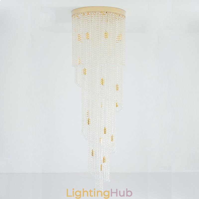 Modern Crystal Chandelier Luxury Staircase Crystal Ceiling Light With 19 Lights
