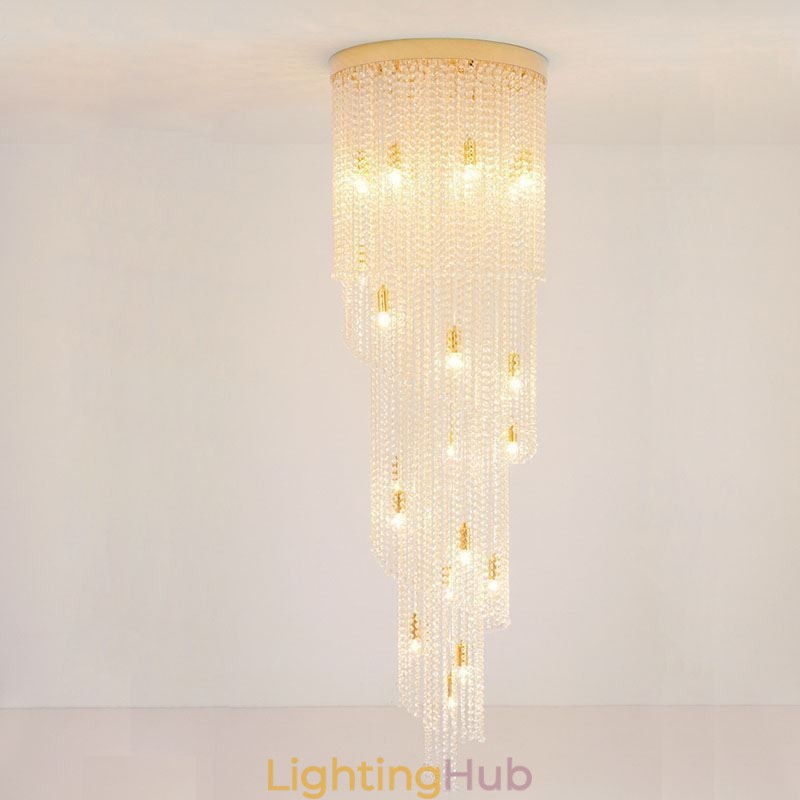 Modern Crystal Chandelier Luxury Staircase Crystal Ceiling Light With 19 Lights