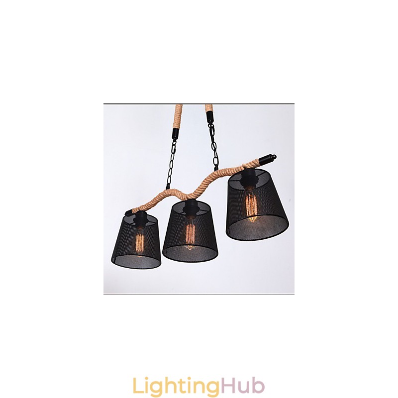 Retro Creative Three Pastoral head Rope Chandelier