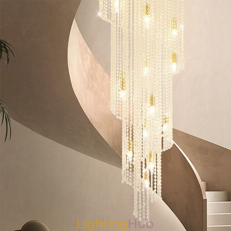 Modern Crystal Chandelier Luxury Staircase Crystal Ceiling Light With 19 Lights