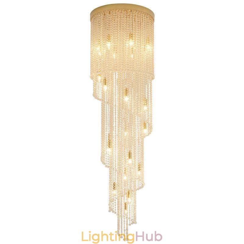 Modern Crystal Chandelier Luxury Staircase Crystal Ceiling Light With 19 Lights