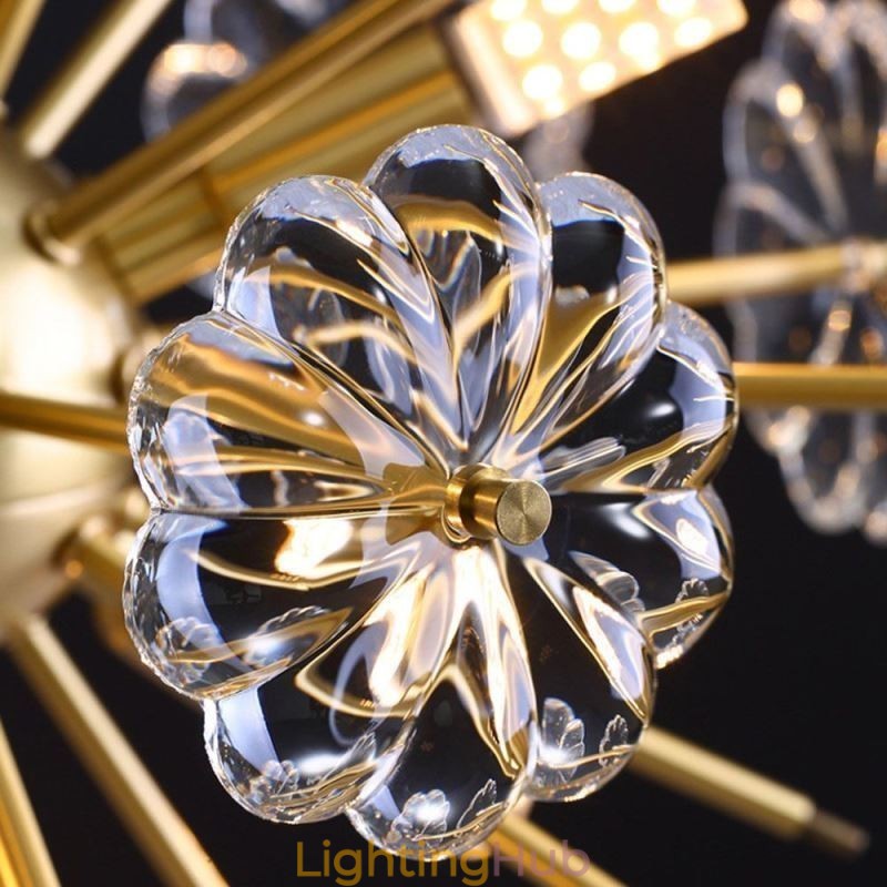 Semi Circle Glass Flush Mount Modern Decorative Flower Shaped Ceiling Light