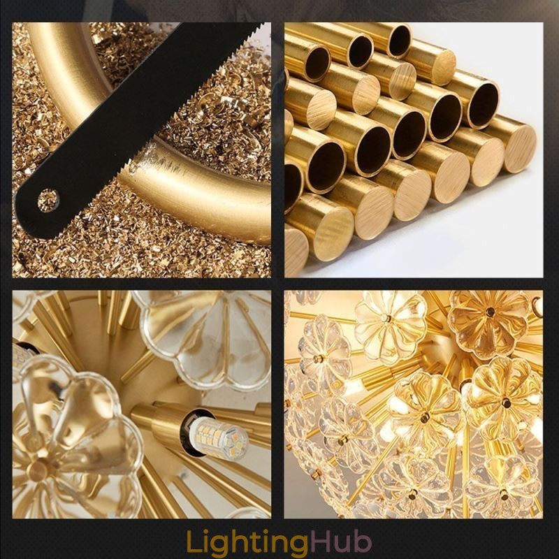 Semi Circle Glass Flush Mount Modern Decorative Flower Shaped Ceiling Light