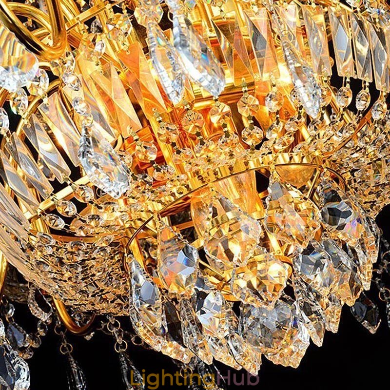 European Luxury Crystal Chandelier Duplex Stair Pendant Light