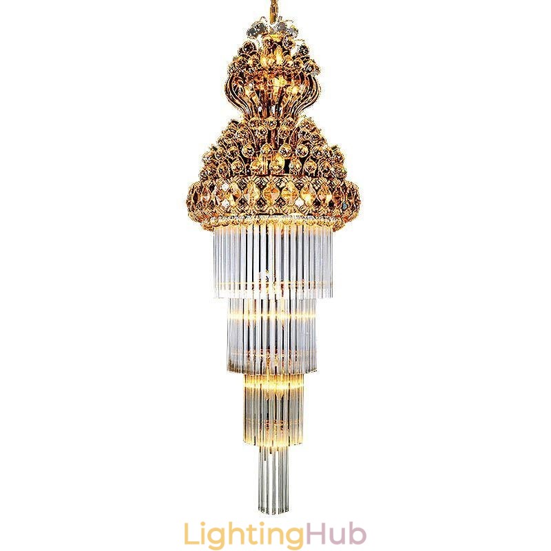 Retro Crystal Empire Chandelier Luxury Long Pendant