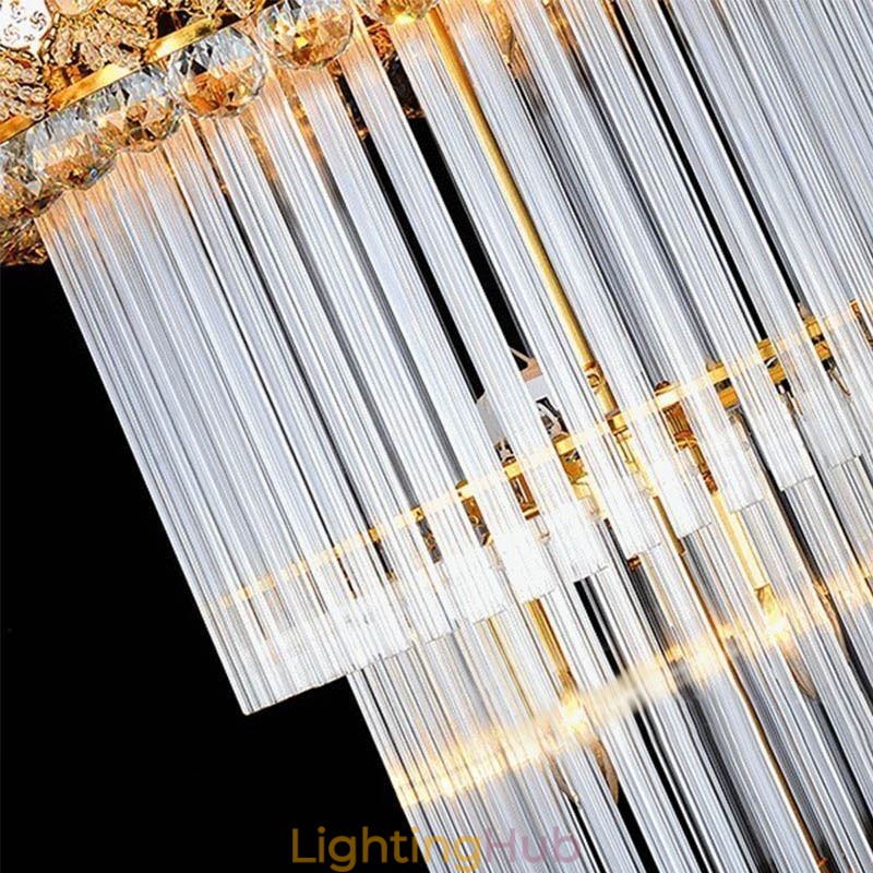 Retro Crystal Empire Chandelier Luxury Long Pendant