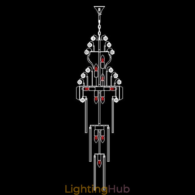 Retro Crystal Empire Chandelier Luxury Long Pendant
