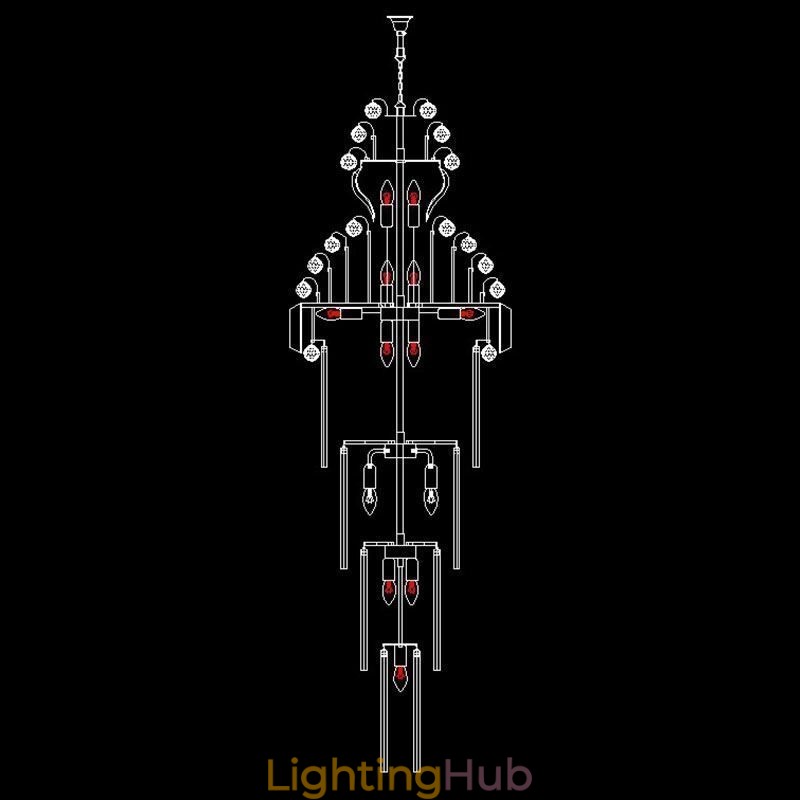 Retro Crystal Empire Chandelier Luxury Long Pendant
