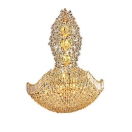 European Crystal Empire Chandelier Large Gold Colour Pendant Light