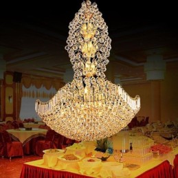European Crystal Empire Chandelier Large Gold Colour Pendant Light