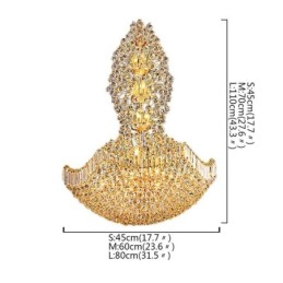 European Crystal Empire Chandelier Large Gold Colour Pendant Light