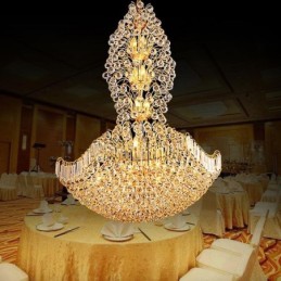 European Crystal Empire Chandelier Large Gold Colour Pendant Light