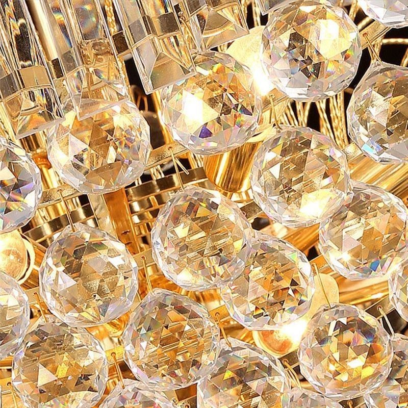 European Crystal Empire Chandelier Large Gold Colour Pendant Light