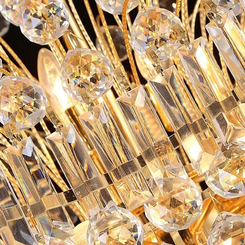 European Crystal Empire Chandelier Large Gold Colour Pendant Light